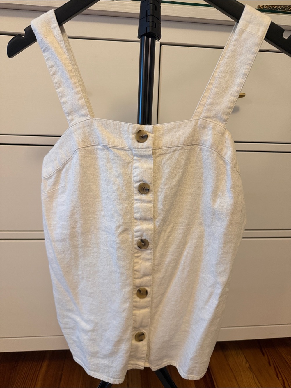 J. Crew White Linen Blend Tank Top
